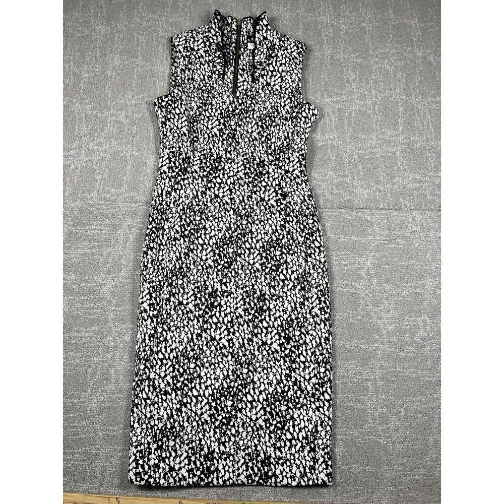 Calvin Klein Polka Dot Sleeveless Sheath Black And White Dress Womens 2